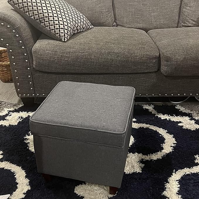 Adeco Chest and Footrest-Square Seat Storage Bench Ottoman, Gray-Ruum Studio Home