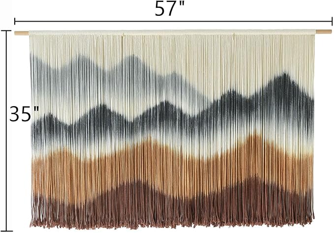 Macrame Wall Hanging Mountain Wall Art Dip-Dyed Macrame Wall Decor Modern Wall Decor Fiber Wall Art Craftsmanship 57" Wx35"L-Ruum Studio Home