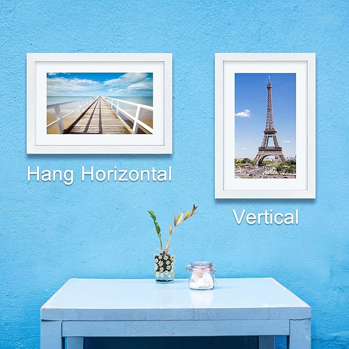 VCK 12x18 Inch Solid Wood Poster Frames with Wall Mounting Hanging Picture Frame Set of 3 White-Ruum Studio Home