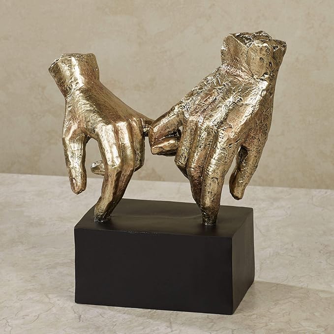 Touch of Class Lingering Hold Hands Table Sculpture Gold - Pinky Promise Statues - Desk Statue for Bedroom, Living Room, Office - Loving Touch-Ruum Studio Home
