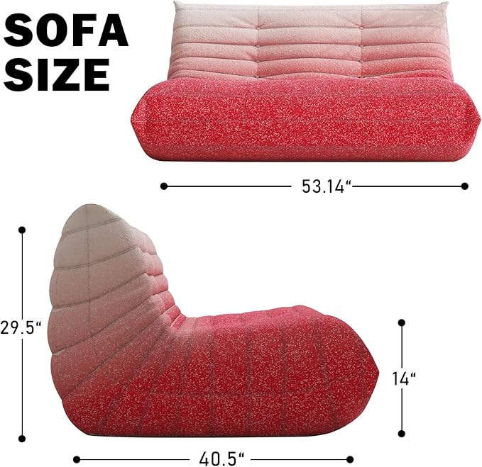Bean Bag Chair, Loveseat Fireside Chair Bean Bag Sofa Large Bean Bag Chair for Adults, 2 Seater Bean Bag Chairs for Teens with High Density Comfortable Foam, Bean Bag for Living Room (Pink&White)-Ruum Studio Home