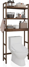 SMIBUY Bathroom Storage Shelf, Bamboo Over-The-Toilet Organizer Rack, Freestanding Toilet Space Saver with 3-Tier Adjustable Shelves (Walnut)-Ruum Studio Home
