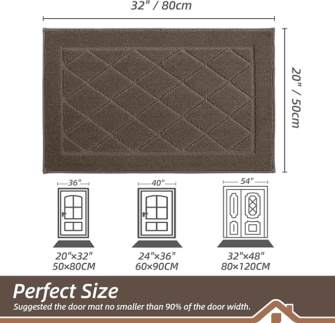 BEQHAUSE Dirt Trapper Door Mat 20" x 32", Doormat Non-Slip Entryway Rugs Washable, Dog Door Mat Stain Resistant and Absorbent Welcome Floor Mat for Front Back Door, Muddy Wet Shoes & Paws, Light Brown-Ruum Studio Home