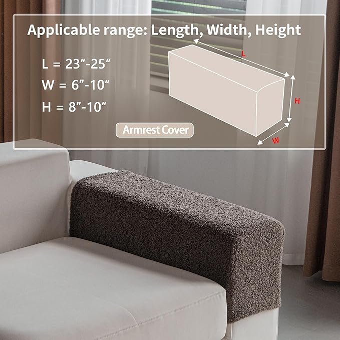 Couch Cushion Covers for Sectional Sofa, Stretch Soft Sofa Slipcovers Washable Wear-Resistant Universal Furniture Protector for Living Room(1 Piece Armrest Cover, Brown)-Ruum Studio Home