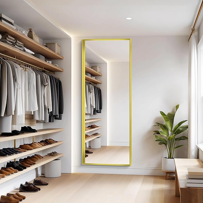 Gold Bathroom Mirror, 72x30 Inch Rectangular Framed Mirror, Large Wall Mounted Bathroom Vanity Mirror Over Sink for Bedroom,Restroom, Living Room, Hangs Vertically or Horizontally-Ruum Studio Home