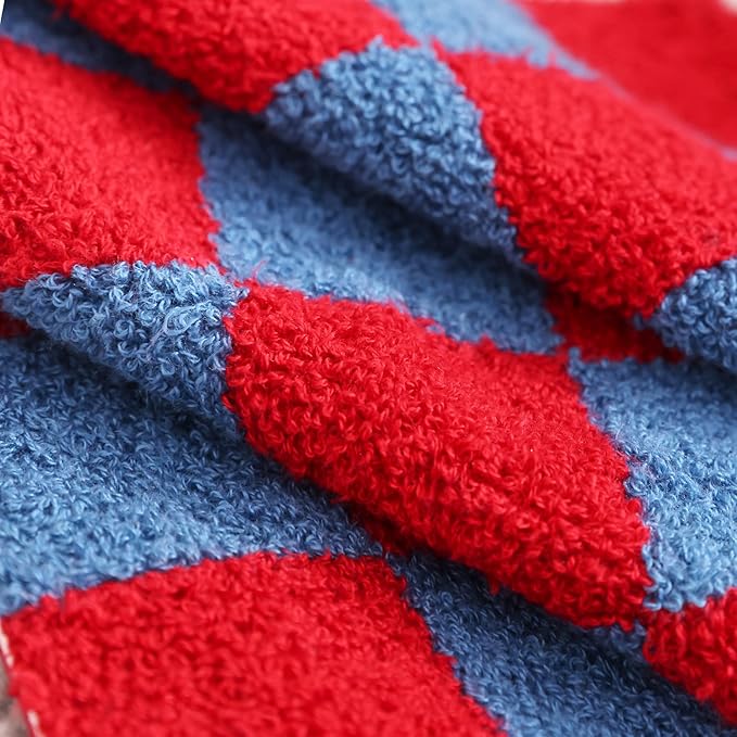 Alysheer Checkered Embroidered Decorative Throw Pillow Covers 18"x 18" Set of 2, Classic Chic Red Blue Plaid Tufted Patterned Cotton Canvas Cushion Case for Sofa Couch Bed Living Room-Ruum Studio Home