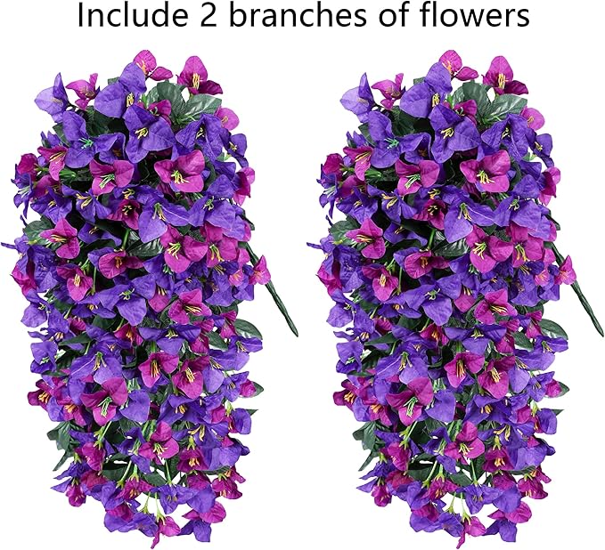 Faux Bougainvillea Artificial Flowers Plants for Outdoors Outside Decoration, 2pcs Fake Flowers Silk Long Trailing Vines UV Resistant Realistic for Front Door Porch Planter Urn Patio Balcony Yard, Mix-Ruum Studio Home