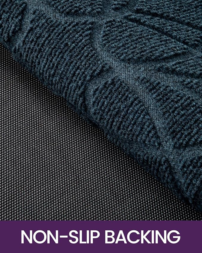 DEXI Front Door Mat Outside Entrance, Heavy Duty Non Slip Low Profile Doormat for Entryway, Trap Dirt and Moisture Welcome Mats, Easy Clean, Patio, Garage, 5x3, Blue-Ruum Studio Home