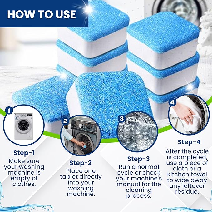 True Fresh Washing Machine Cleaner Tablets – 25-Pack Deep Cleaning for Front Loader, Top Load & HE Washers – Helps Remove Odor-Causing Residues, Pet Hair & Hard Water Buildup – Septic Safe-Ruum Studio Home