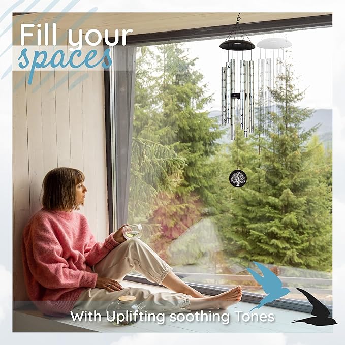 The Wind Chime CO Deep Tone Sympathy Wind Chime with 6 Andonized Aluminum Tubes Tuned Soothing Melody, Memorial Wind Chimes for Outside Decoration (Patio, Graden, Yard) 40"-Ruum Studio Home