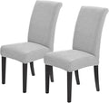 Joccun Chair Covers for Dining Room Set of 2,Dining Chair Slipcovers Stretch Dining Room Chair Covers Seat Protector,Washable Parsons Chair Cover for Home,Hotel,Banquet(Silver,2 Pack)-Ruum Studio Home