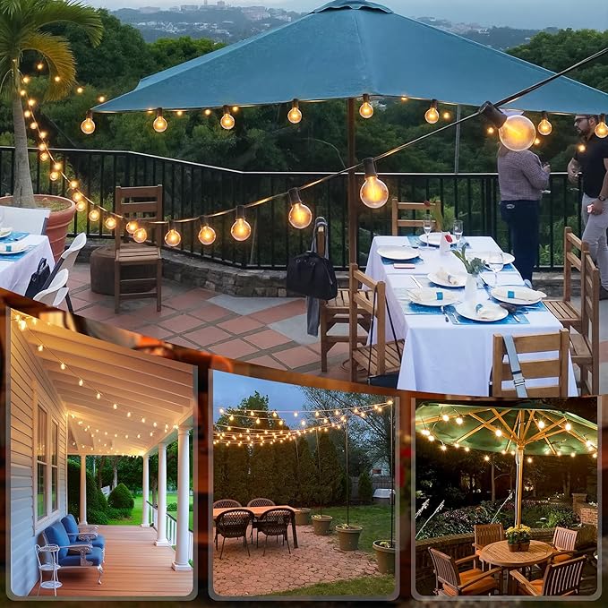 Cccinny Outdoor String Lights 25 FT G40 Globe String Lights with 13 Edison Plastic Bulbs(1 Spare), Waterproof Shatterproof Connectable Hanging Lights for Backyard Porch Balcony Party Xmas Decor-Ruum Studio Home