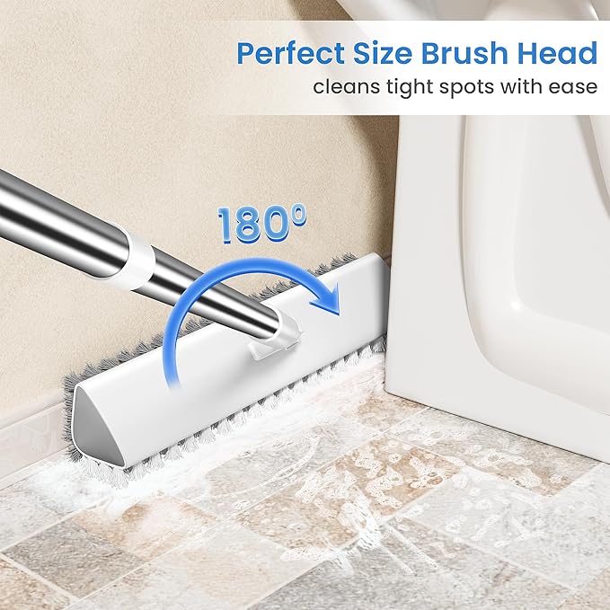 Floor Scrub Brush and Grout Brush with Long Handle–Deck Brushes for Scrubbing Heavy Duty, Stiff Bristles for Outdoor, Patio, Shower, Garage, Tile and Concrete Floor Cleaning 55 inches-Ruum Studio Home