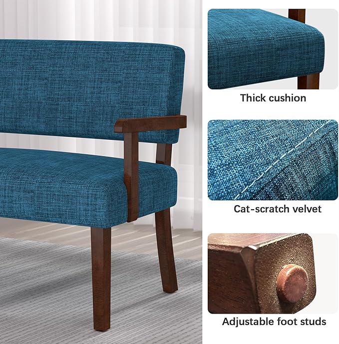 Accent Chair 2 Seat, Arm Chairs with Soft Seat and Armrests for Living Room, Love seat for Dining, Reading, and Waiting Rooms (Blue)-Ruum Studio Home