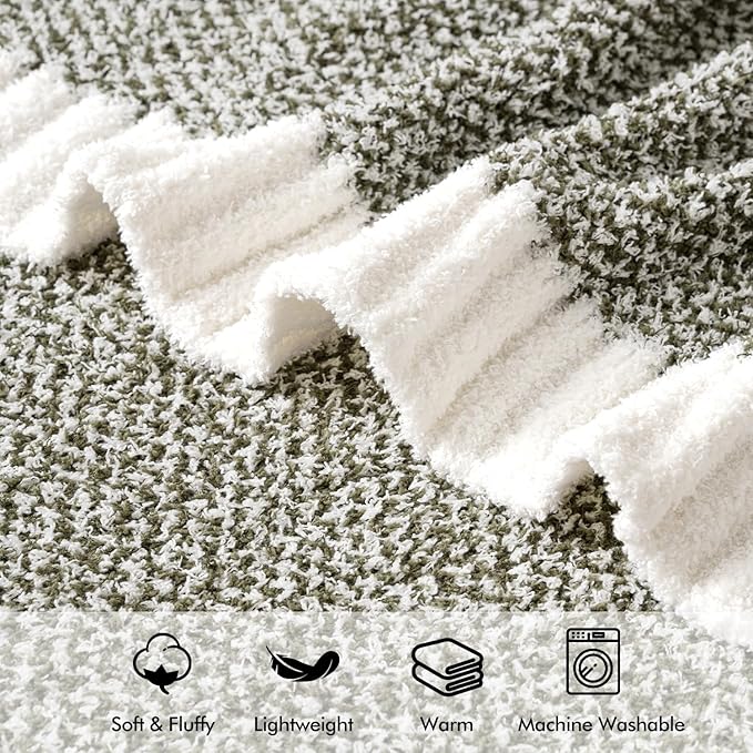 MIULEE Super Soft Throw Blanket for Couch, Olive Green Cozy Fluffy Warm Blankets Lightweight Knit Throw Blankets for Sofa, Bed, Chair, Living Room, Camping, Picnic, 50 x 60 inch-Ruum Studio Home