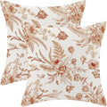 CXMEIFLY Burnt Orange Spring Pillow Covers 18 x 18 Inch Set of 2 for Chinoiserie Flowers Decor Throw Pillows Floral Leaves Seasonal Plant Outdoor Decorative Cushion Cases for Couch Bed Decorations-Ruum Studio Home