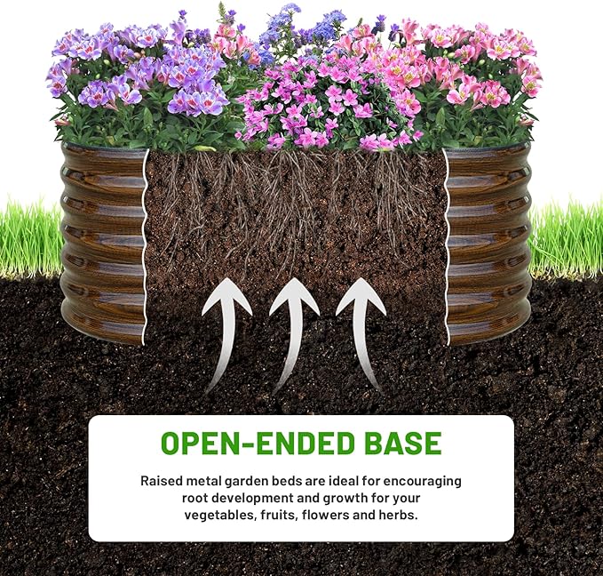 SnugNiture Galvanized Steel Raised Garden Bed, 4x2x2 ft, Outdoor Oval Deep Root Planter Box for Growing Vegetables, Flowers and Fruits-Ruum Studio Home