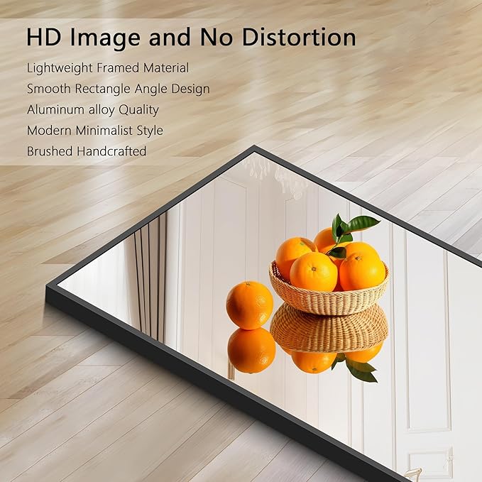 Black Bathroom Mirror for Wall, 36x40 Inch Rectangle Mirrors with Metal Frame, Modern Rectangular Wall Mirror for Bathroom Living Room, Entryway Hangs Horizontal or Vertical-Ruum Studio Home