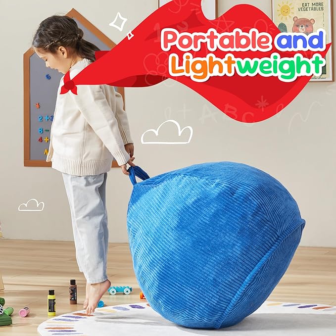 Hobestluk 2.5FT Bean Bag Chair Beanbags Small Bean Bag Chair with Filler Included Teardrop Bean Bag with Removable Cover for Bedroom Living Room (Small, Blue)-Ruum Studio Home