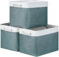 Bidtakay Large Storage Baskets for Shelves 3 Pack Fabric Storage Bins for Organizing Linen Collapsible Organizer for Closet-Deep Green-Ruum Studio Home