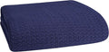 Elvana Home 100% Cotton Bed Blanket, Breathable Bed Blanket King Size, Cotton Thermal Blankets King, Perfect for Layering Any Bed for All Season, Navy Blue-Ruum Studio Home