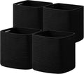 joybest Cube Storage Bins Set of 4, 13inch Cube Baskets Organizer for Nursery, Square Cotton Rope Baskets for Shelves Organizing, Kids Toy, Closet Storage, Black-Ruum Studio Home
