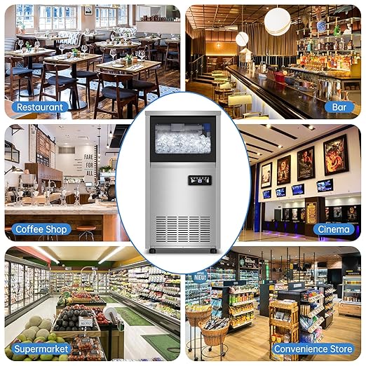 Ice Machine Commercial Ice Maker Machine, 150 Lbs /24H, 30 lbs Bin, Under Counter Built-in or Freestanding, Stainless Steel Household Use, Restaurant Bar Kitchen Cafe-Ruum Studio Home