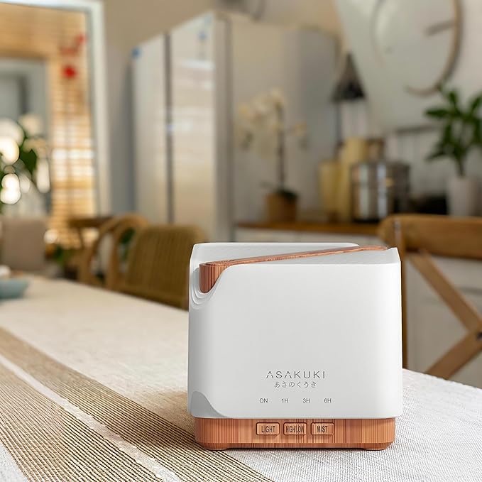 ASAKUKI 700 ml Premium Essential Oil Diffuser, 5 in 1 Ultrasonic Aromatherapy Fragrant Oil Vaporizer Humidifier, Timer and Auto-Off Safety Switch, 7 LED Light Colors-Ruum Studio Home