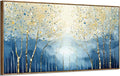 amatop Extra Large Framed Wall Picture for Living Room Abstract Forest Canvas Art Print Modern Landscape Tree of Life Picture Oversized Birch Artwork Bedroom Home Office Decor Blue Orange 58x29 Inch-Ruum Studio Home