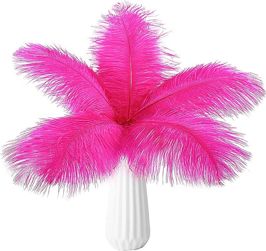 THARAHT Hot Pink Ostrich Feathers 24pcs Natural Bulk 10-12Inch 25cm-30cm for Crafts Wedding Party Centerpieces Easter Gatsbi and Home Decoration Feathers-Ruum Studio Home