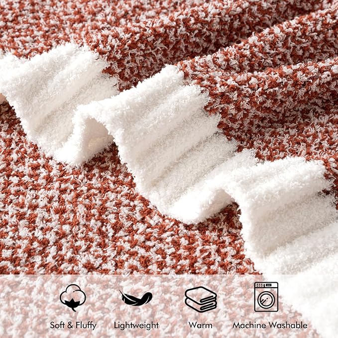 MIULEE Fall Rust Super Soft Throw Blanket for Couch, Cozy Fluffy Warm Throws Knit Blankets for Sofa, Bed, Chair, Living Room, Camping, Picnic, 50 x 60 inch-Ruum Studio Home