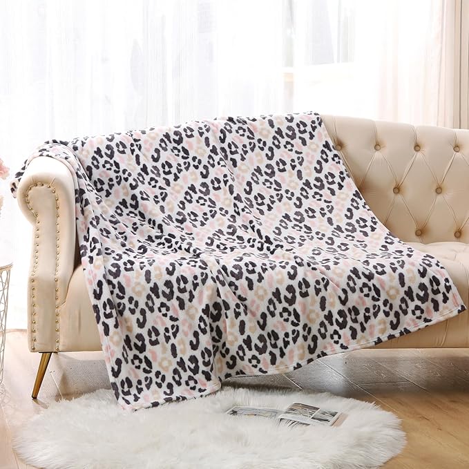 MERRYLIFE Pink Cheetah Throw Blanket Decorative Fleece Throw | Ultra-Plush Colorful | Couch Blanket Travel Lap | Home Gift Use(50" 60",Pink Cheeath)-Ruum Studio Home