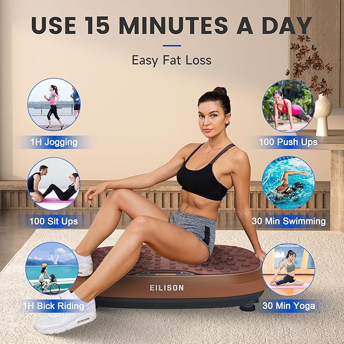 EILISON FitMax 3D XL Vibration Plate Exercise Machine - Whole Body Workout Vibration Platform w/Loop Bands - Lymphatic Drainage Machine for Weight Loss, Shaping, Wellness, Recovery-Ruum Studio Home