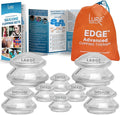 Lure Essentials Edge Silicone Cupping Set, Cupping Kit for Massage Therapy, Long Lasting Cups for Professional & Home Use, Body Sculpt Cup for Cellulite, Ultra Transparent Clear (8 Count)-Ruum Studio Home