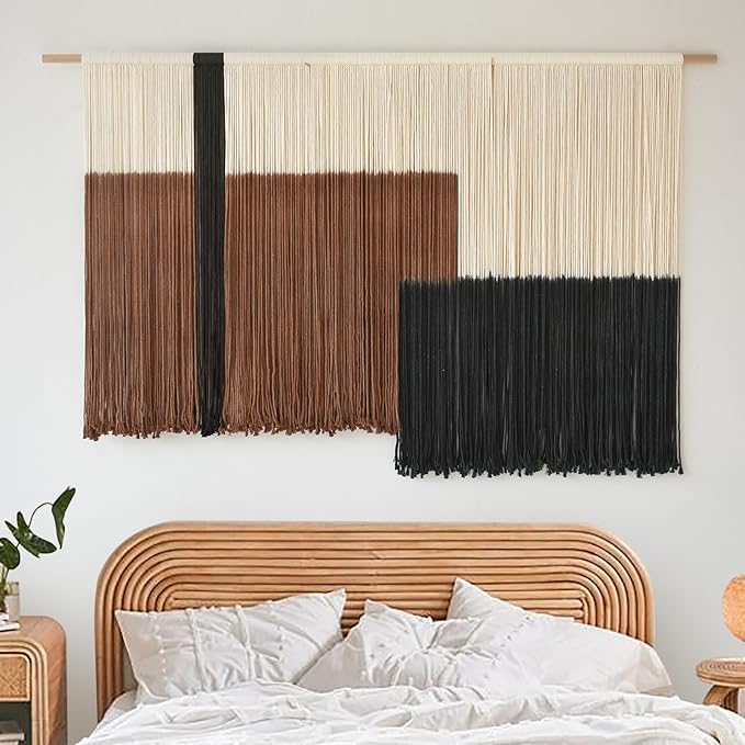 Macrame Wall Hanging Large Dip Dye Tapestry Fiber Wall Art Boho Bedroom Décor 57''W*35''L-Ruum Studio Home