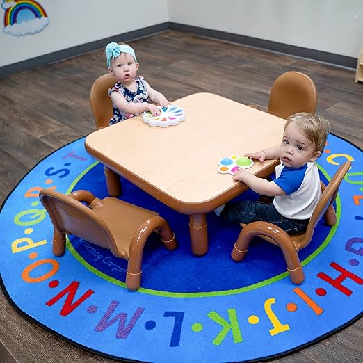 Children’s Factory Baseline Toddler Square Table and Chairs Set, Natural Wood – Includes One 30”, 12” High Square Table and Four 5” High Chairs – Durable, Lightweight, Easy to Move-Ruum Studio Home