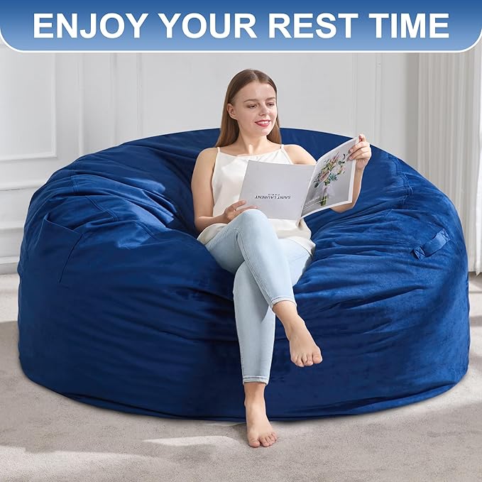Hobestluk 5FT Bean Bag Chair Giant Bean Bag Chairs for Adults Large Bean Chairs with Removable Cover, Beanbag Chair with Filler, Adult Bean Bag Chairs for Living Room, Bedroom-Ruum Studio Home