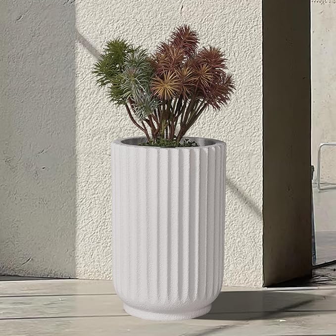 Classic Roman Column Style Planter | 20" Tall | Black & White Options | Ideal for Entrance & Living Room Corner | Durable Fiberglass Composite-Ruum Studio Home