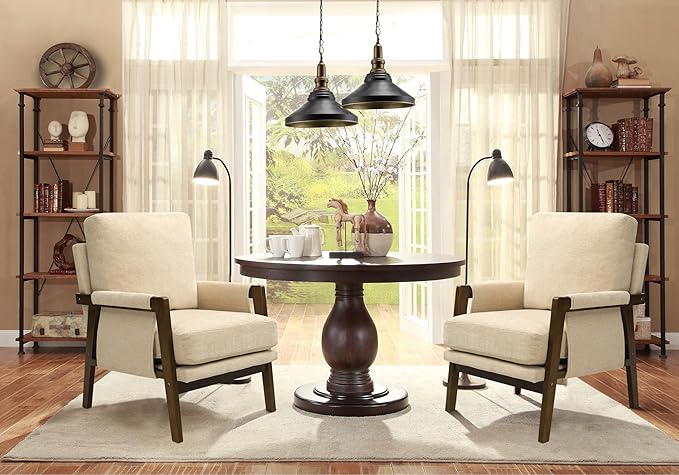 Modern Accent Chairs Set of 2 for Living Room Mid Century Arm Chairs Upholstered Bedroom Chairs Comfy Lounge Chairs with Solid Wood Frame, Beige-Ruum Studio Home