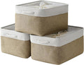 TheWarmHome Organization and Storage Basket for Organizing - X Large - 3 Pack 17.7L×13.8W×9.8H in Collapsible Storage Bin for Shelves, Fabric Basket for Gifts Organizer Toy Closet (White & Khaki)-Ruum Studio Home
