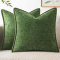 MIULEE Pack of 2 Fall Couch Pillow Covers 18x18 Inch Moss Green Farmhouse Decorative Throw Pillow Covers with Stitched Edge Soft Chenille Solid Dyed Pillow Covers for Sofa Bed Living Room-Ruum Studio Home
