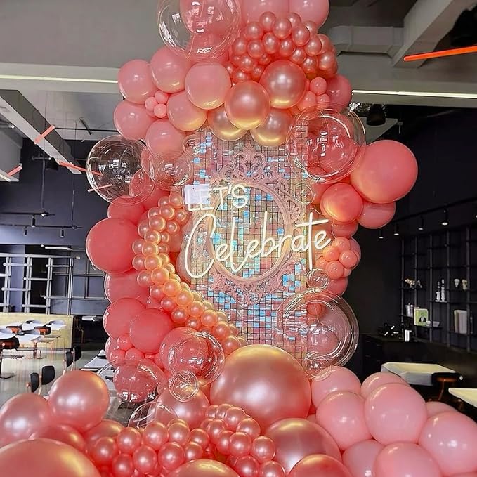 130pcs Retro Hot Pink Balloons Different Sizes 18" 12" 10" 5" Blush Hot Pink Latex Balloon Garland Arch Kit for Birthday Baby Shower Valentine's Day Wedding Gender Reveal Party Decorations-Ruum Studio Home