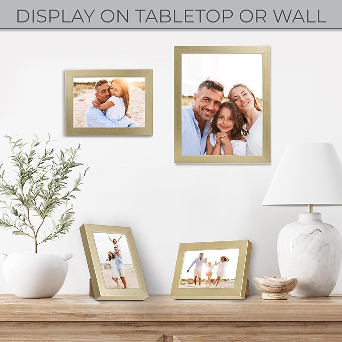 Sheffield Home 4 Piece Gallery Wall Frame Set, 8x10 Inch, 5x7 Inch, and 4x6 Inch, Gold-Ruum Studio Home