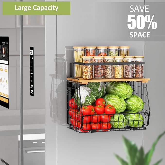 Magnetic Shelf for Fridge: Fruit Potato and Onion Storage Bin - Magnetic Spice Rack for Refrigerator & Kitchen Counter - Pantry Organizers and Storage-Ruum Studio Home