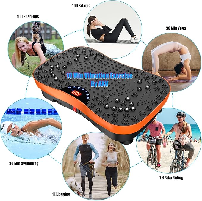 AXV Vibration Plate Exercise Machine Whole Body Workout Portable Mini Vibrate Fitness Platform Lymphatic Drainage Machine for Weight Loss Shaping Toning Wellness Home Gyms Workout (Mini)-Ruum Studio Home