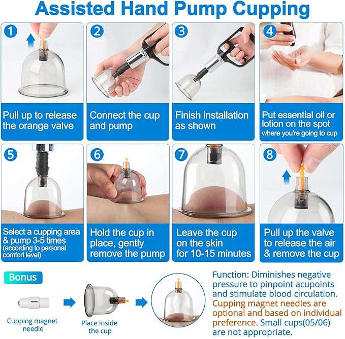 Cupping Kit for Massage Therapy, Silicone Physical Chinese Therapy Cupping Set at Home, Professional Muscle Cupping Tool with Pump & Vacuum Cups for Cellulite Reduction-Ruum Studio Home