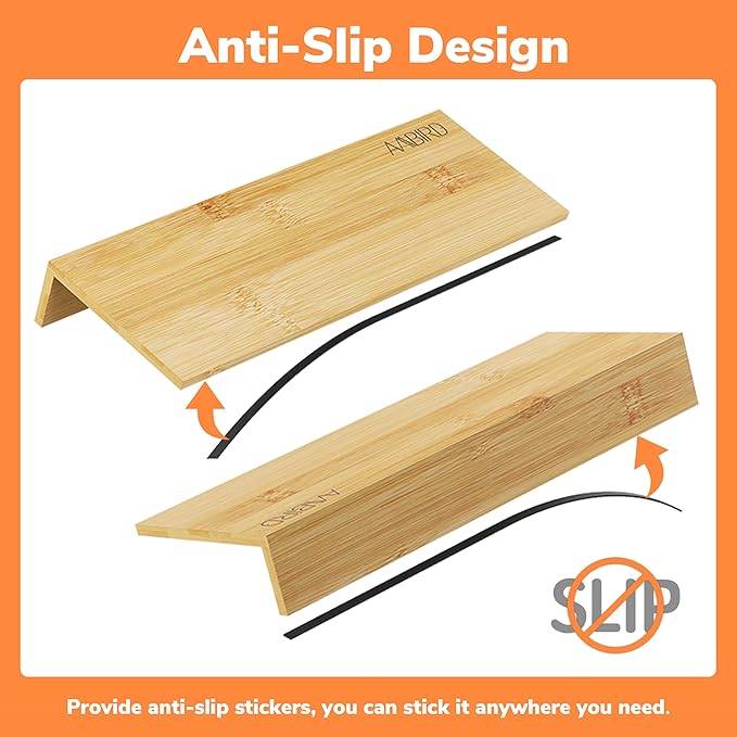 AMBIRD Bamboo Spice Drawer Organizer with Non-slip Mat,4 Tier - 2 Set Jar Spice Rack Tray From 9.5''to 19'', Seasoning Organizer for Kitchen,Cabinet,Drawers,Countertop-Ruum Studio Home