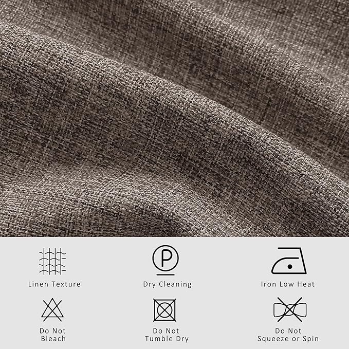 Macochico 100”Wx102”L 100% Blackout Pinch Pleated Linen Curtains for Sliding Door Bedroom Living Room Farmhouse Thermal Insulated Light Coffee Burlap Drapes with Tieback 1 Panel Shabby Chic Style-Ruum Studio Home