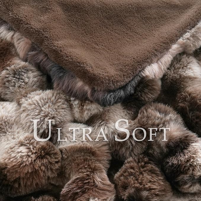 BENVWE Fluffy Faux Fur Throw Blanket for Couch, Soft Plush Thick Cozy Fuzzy Luxury Minky Bubble Blanket for Home Living Room Decor Gift for Women, Tie-dye Coffee, 50" x 60", 1100GSM-Ruum Studio Home