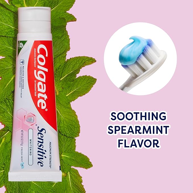 Colgate Whitening Toothpaste for Sensitive Teeth, Enamel Repair and Cavity Protection, Fresh Mint Gel, 6 Oz (Pack of 3)-Ruum Studio Home